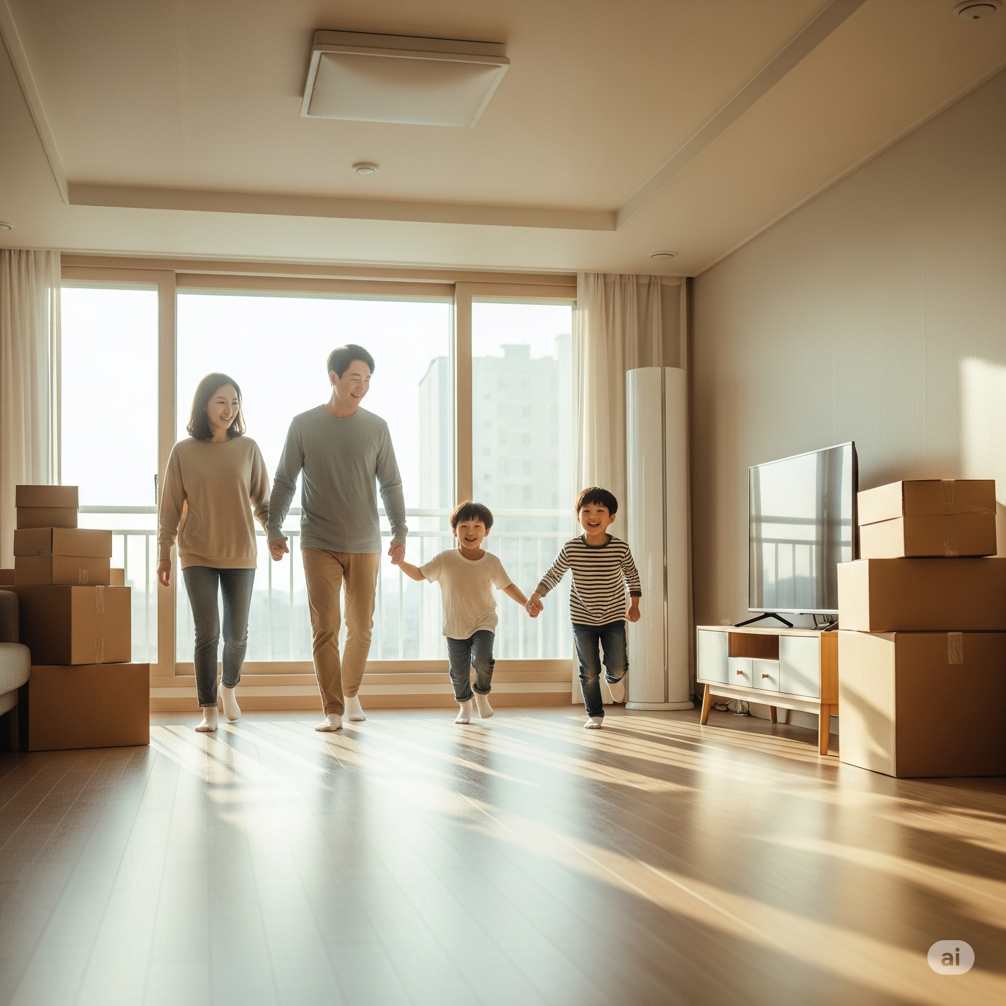 입주청소로 깨끗한 새 집에서 행복한 가족